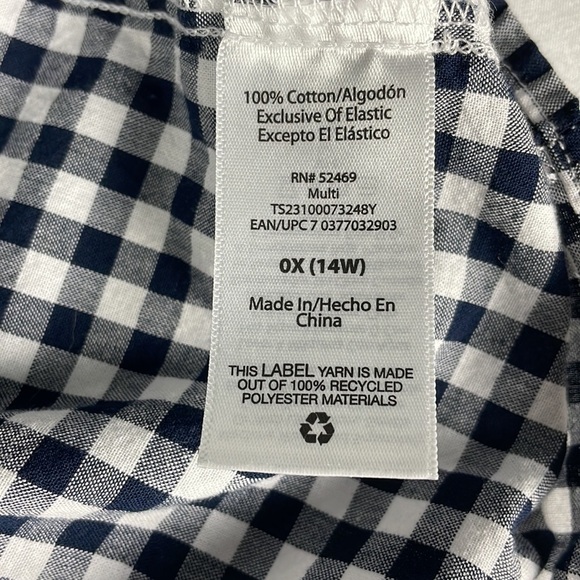 Terra & Sky Black and White Checked Blouse Bell Sleeves with Elastic - Picture 4 of 10